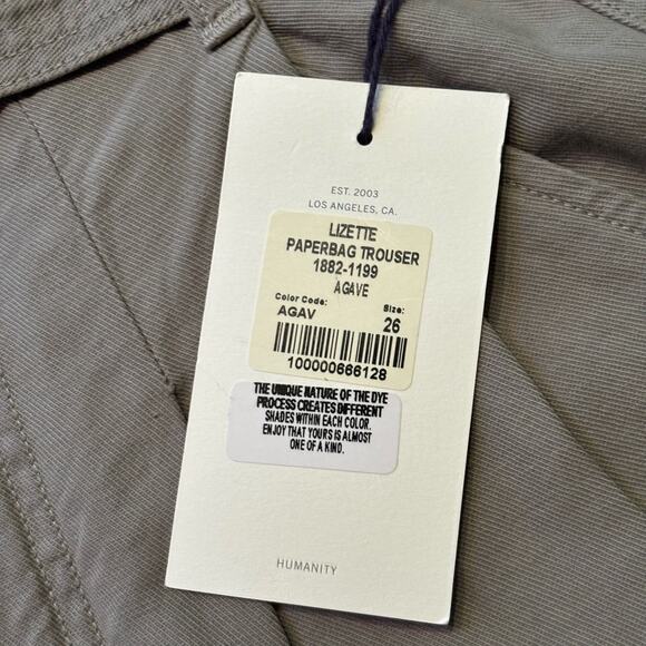 Citizens of Humanity Wide Leg Cropped Paper Bag High Waist Green Khaki Pants 26 - Picture 6 of 11